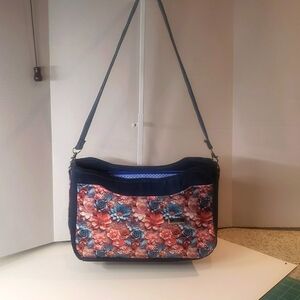 Floral Denim Shoulder Bag